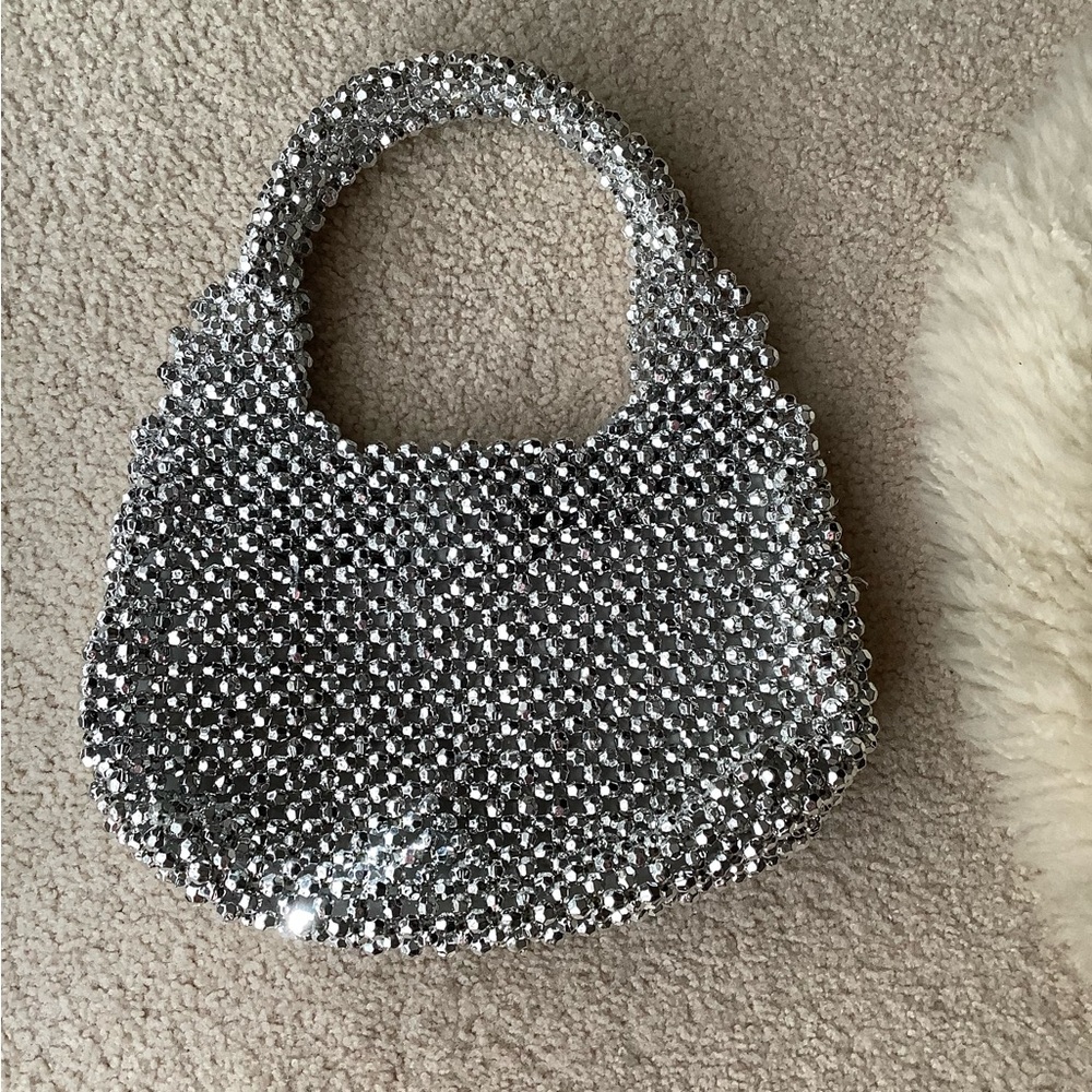 Silver Beaded Handbag